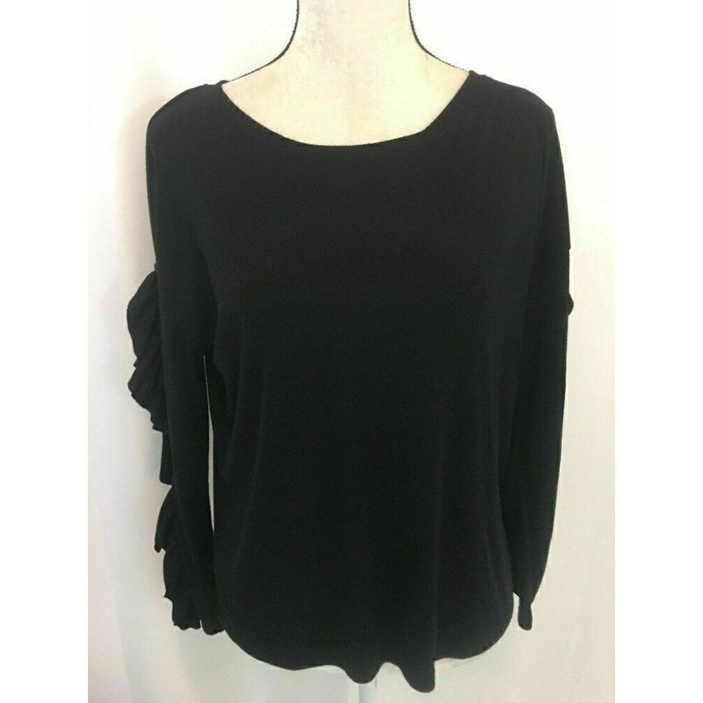 Sanctuary Womens Solid Black Long Sleeve Top Small